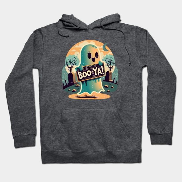 Boo-Ya! Retro Halloween shirt, is the perfect seasonal gift for Mom, Dad, Kids. Hoodie by Fifth Kitty